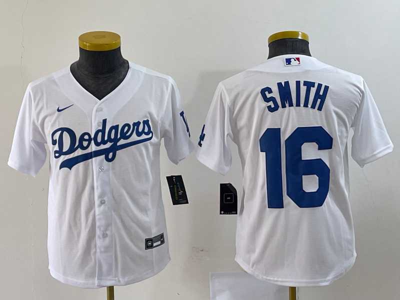 Youth Los Angeles Dodgers #16 Will Smith White Stitched Cool Base Nike Jersey->mlb youth jerseys->MLB Jersey